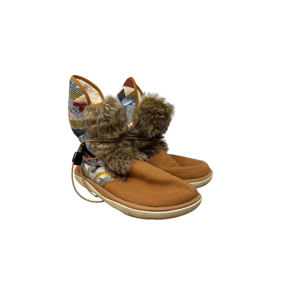 Sanuk Chiba Chill Boot Womens 8 Brown Geometric Faux Fur Faux Shearling 1094455 - Picture 2 of 9